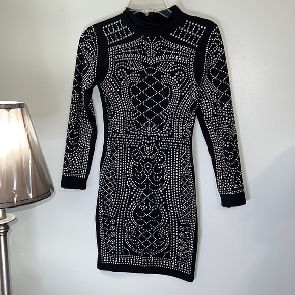 Dresses & Skirts - Women’s Black and Silver Bodycon Dress Medium
